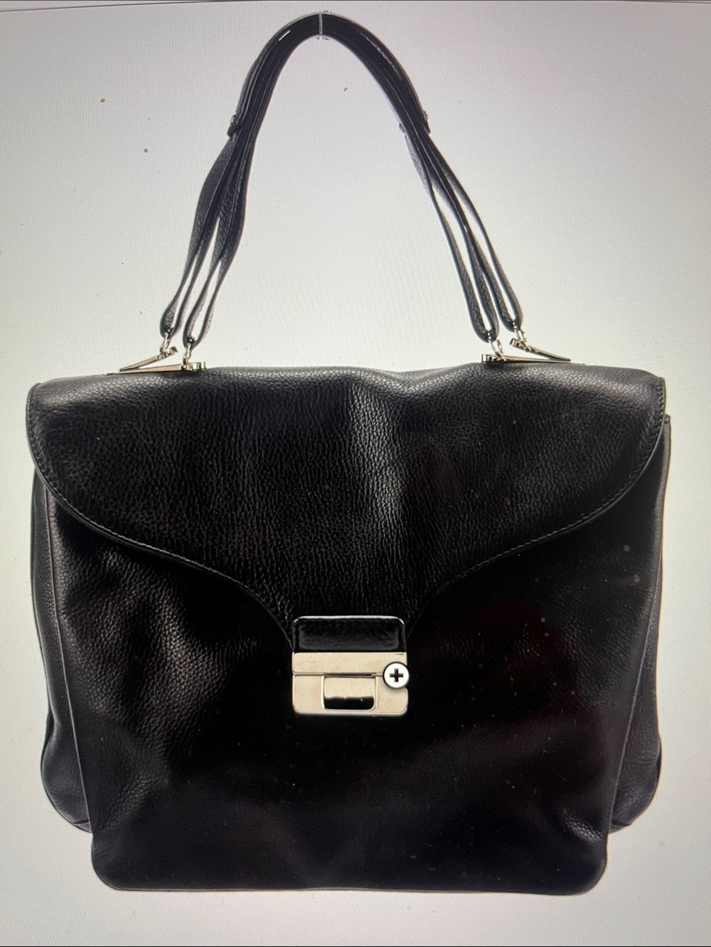 Valentino Garavani Black Pebbled Leather Shoulder Bag with Gold Hardware